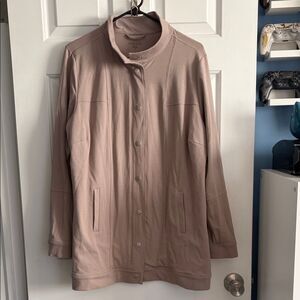 Eileen Fisher Snap Button Organic Cotton Long Beige Jacket Size 1X
